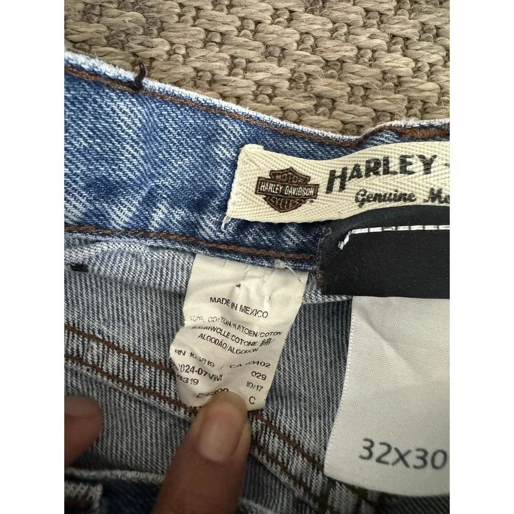 Vintage Harley Davidson Jeans Mens 32x30 Blue Biker Relaxed Straight Made USA‎
